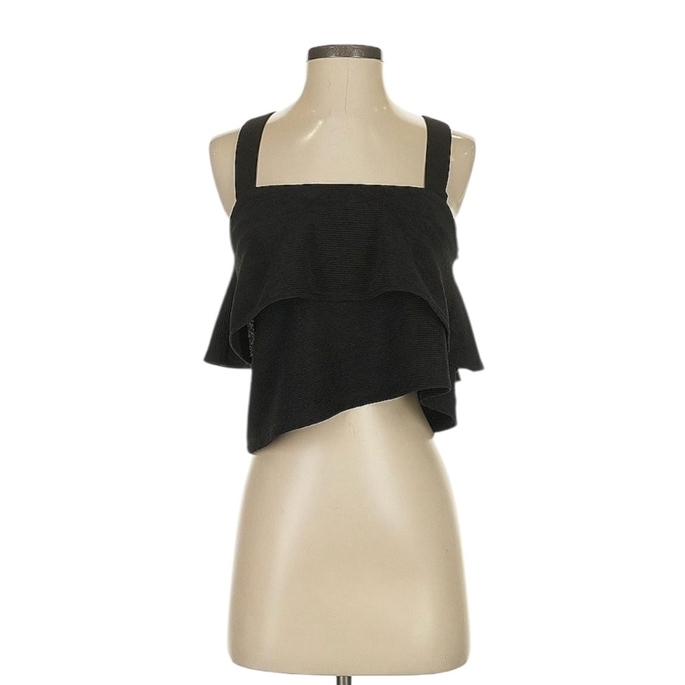 Madewell Black Asymmetrical Ruffled Tank Top